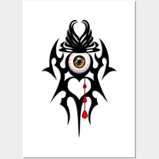 brown bloodshot eyeball tribal symbol Posters and Art